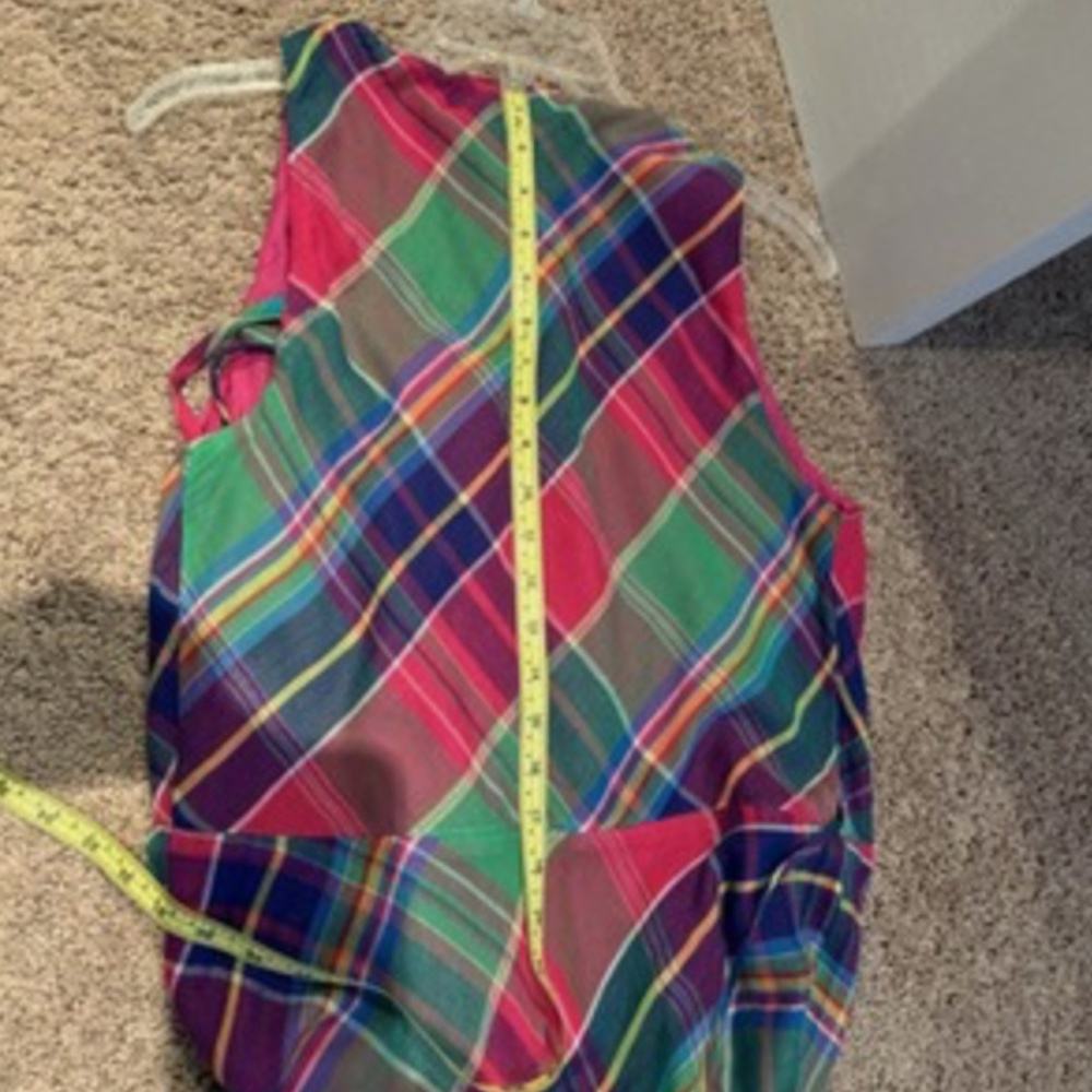 Polo Ralph Lauren Size 8 Sleeveless Fit & Flare Long Madras Wrap Cotton Dress - Picture 10 of 12